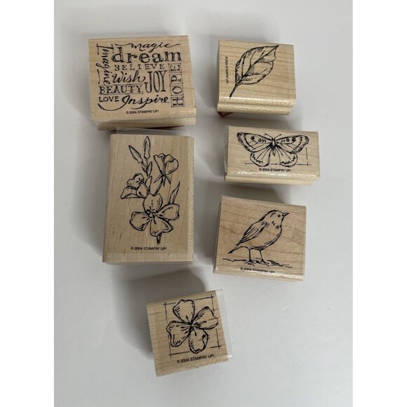 Stampin Up 2004 Natural Beauty Set Of 6 Rubber Mounted Stamps - Picture 1 of 3